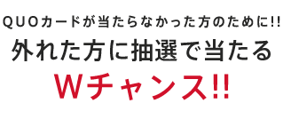 外れた方に抽選で当たる Wチャンス!
