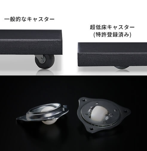 見やすい位置に移動できるキャスタータイプ