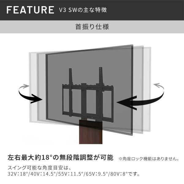 WALL INTERIOR TVSTAND V3 SW
                      LOW TYPE 壁寄せタイプ(32～80インチ対応)首振り仕様